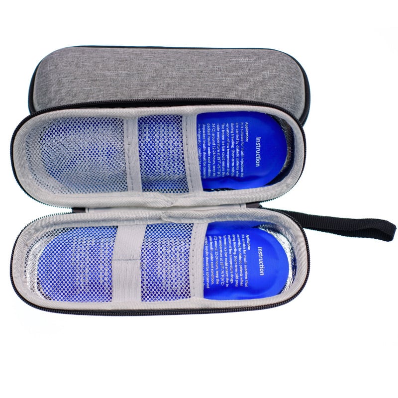 EVA kemény héjú cipzáros orvosi táska inzulin hűtéséhez, vízálló, modell 00165, kompozit anyagok, teherbírás 5 kg, flexográfiai nyomtatás, 3C elektronikai csomagolás