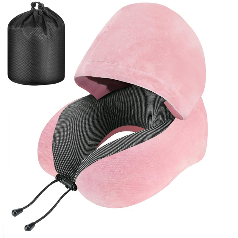 U-formas ceļojumu spilvens ar kapuci un atmiņas putas pildījumu, pieaugušajiem, svars līdz 0,5 kg, mūsdienīgs minimālisma stils