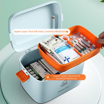 Θήκη αποθήκευσης φαρμάκων, μεγάλης χωρητικότητας, πολυεπίπεδη κατασκευή, φορητή, ABS υλικό