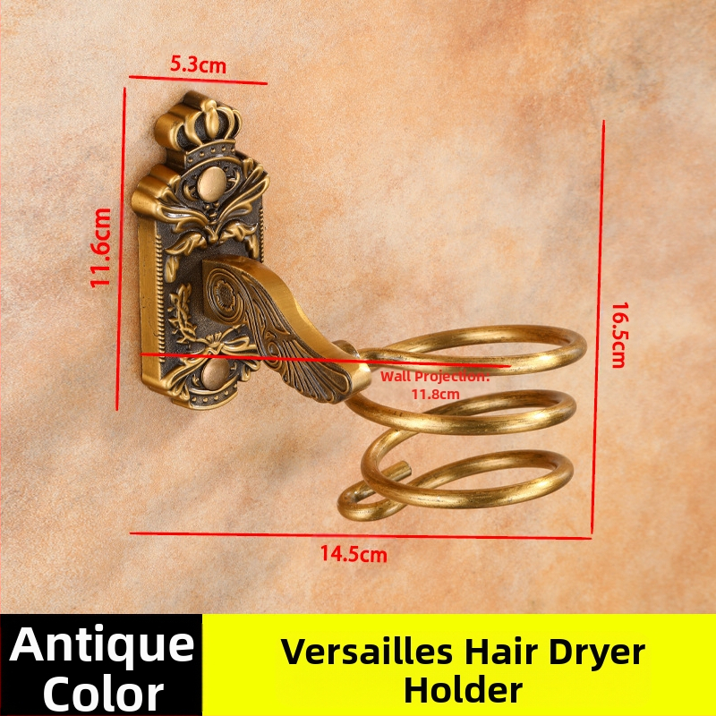 Επιτοίχιος στήριγμα για πιστολάκι μαλλιών — Αλουμινίου κράμα, Μοντέλο 001, Αντικέ φινίρισμα, Φόρτωση 15 kg