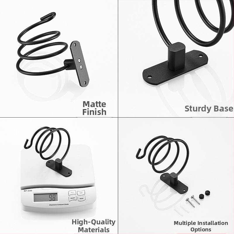 Стенен държач за сешоар за баня — алуминиева конструкция, анодирано покритие, монтаж без пробиване, товароподемност 2 кг, модел 9442