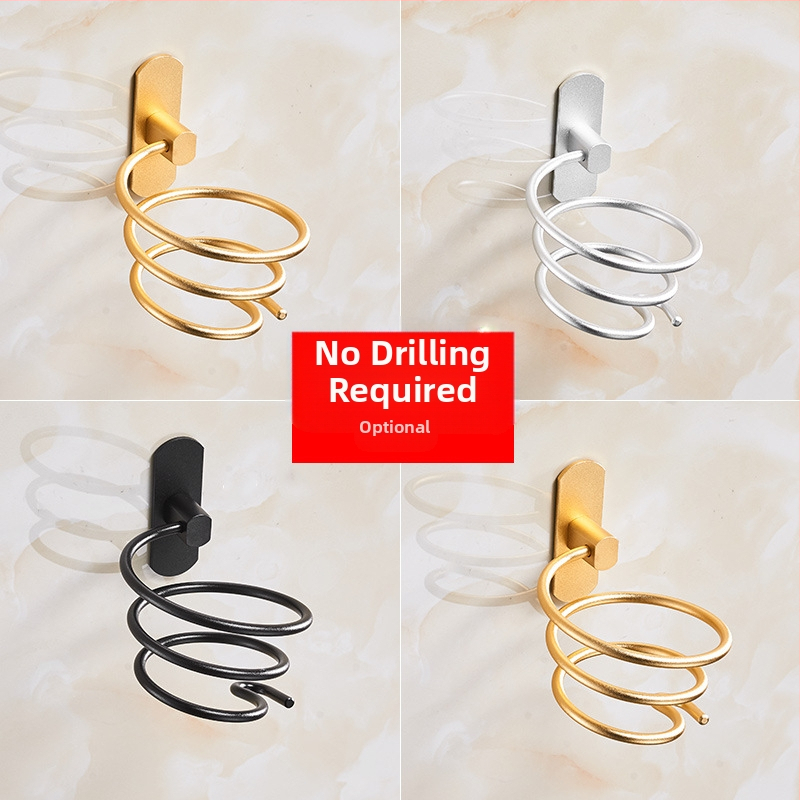 Стенен държач за сешоар за баня — алуминиева конструкция, анодирано покритие, монтаж без пробиване, товароподемност 2 кг, модел 9442