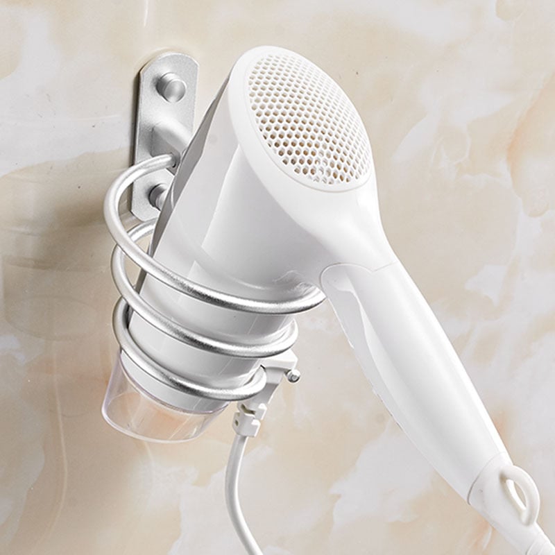 Стенен държач за сешоар за баня — алуминиева конструкция, анодирано покритие, монтаж без пробиване, товароподемност 2 кг, модел 9442