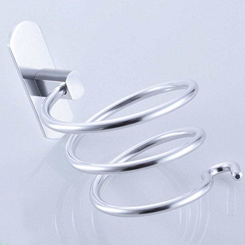 Стенен държач за сешоар за баня — алуминиева конструкция, анодирано покритие, монтаж без пробиване, товароподемност 2 кг, модел 9442