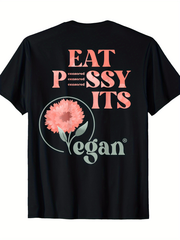 Eat Vegan X Watercolor Version Vīriešu T-krekls, Brīvā piegriezuma, Apaļais kakls, Īsās piedurknes, Kokvilna (96%+)