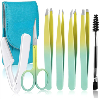 Комплект пинсети за вежди – неръждаема стомана, козметични инструменти за оформяне на вежди и поставяне на мигли