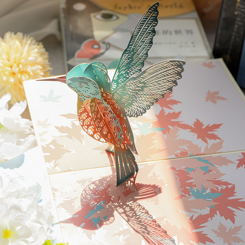 3D поп-ъп картичка за рожден ден, сгъваема, ръкописен стил, за детския празник, DIY