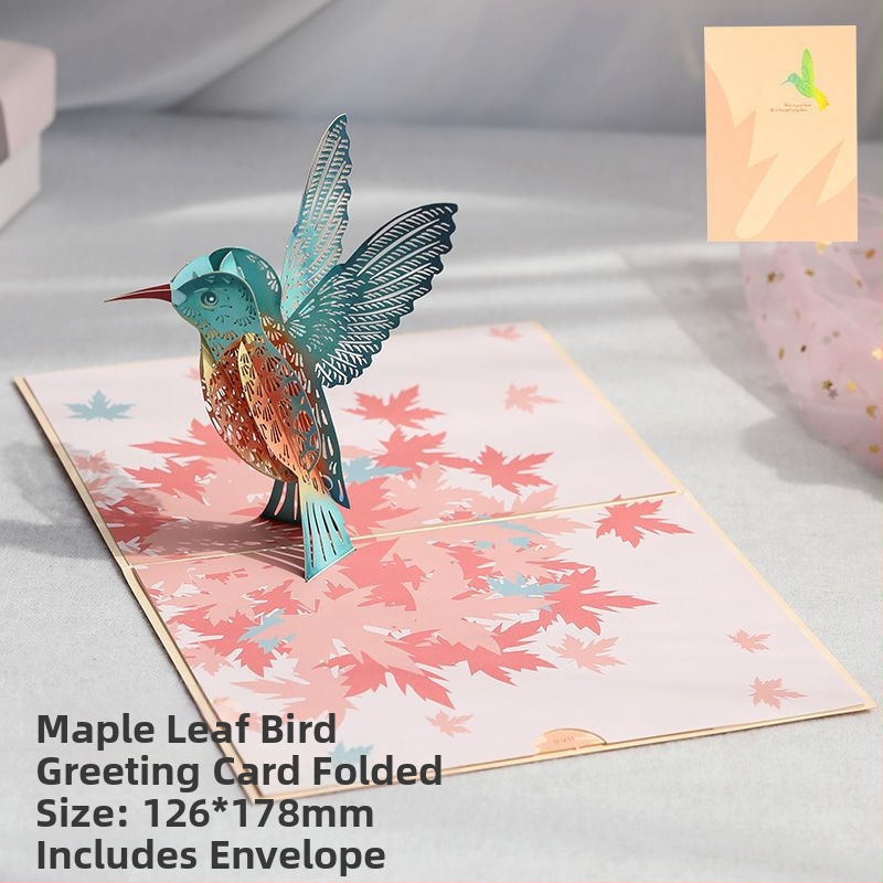 3D поп-ъп картичка за рожден ден, сгъваема, ръкописен стил, за детския празник, DIY