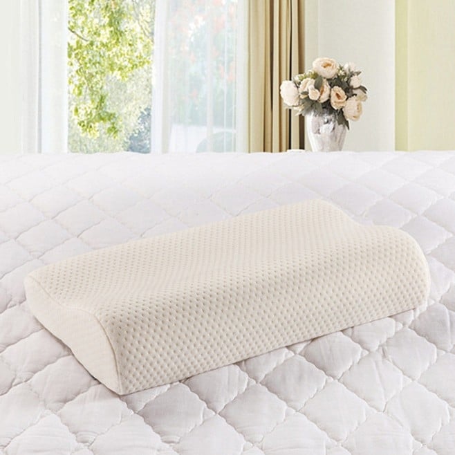 Μαξιλάρι αυχένα με memory foam, κυματοειδές σχήμα, γέμισμα 98% αργής ανάκτησης, πυρήνας από χημικές ίνες, δυνατότητα εξατομίκευσης