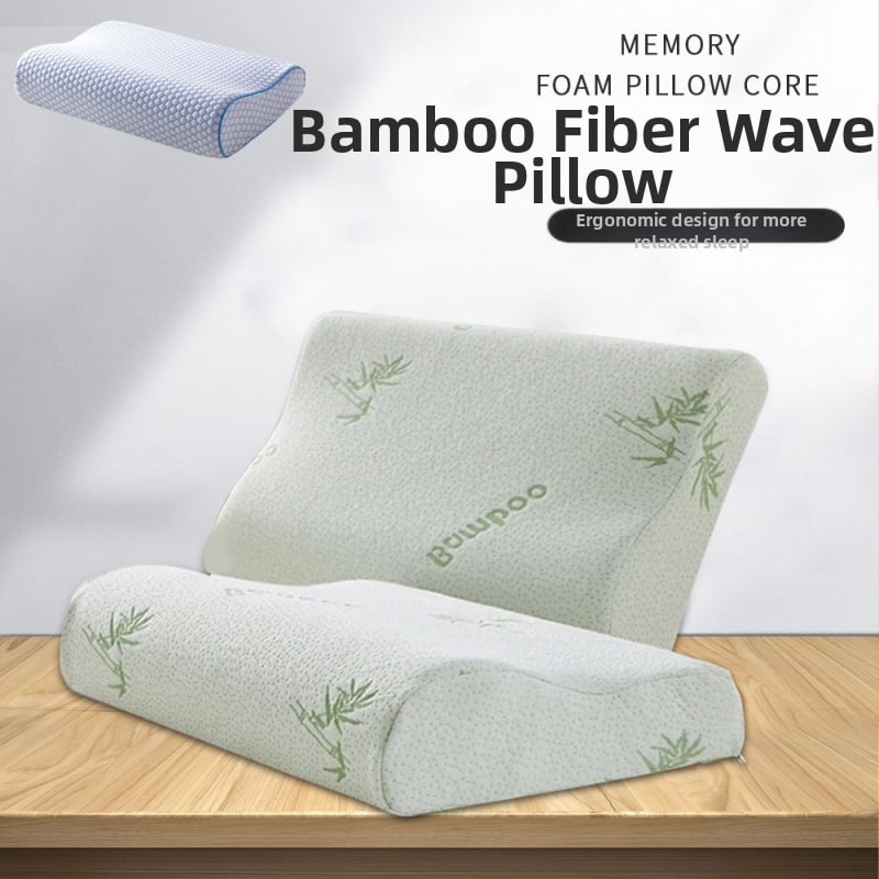 Μαξιλάρι αυχένα με memory foam, κυματοειδές σχήμα, γέμισμα 98% αργής ανάκτησης, πυρήνας από χημικές ίνες, δυνατότητα εξατομίκευσης