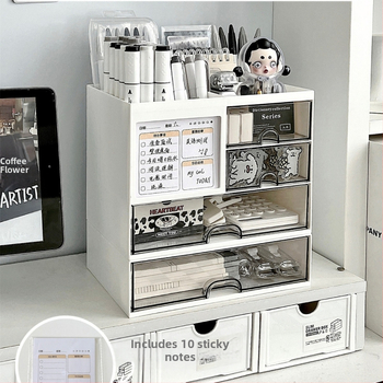 Επιτραπέζιο Κουτί Αποθήκευσης Με Διαφανή Στοιβαζόμενα Συρτάρια, Ανθεκτικό στη Σκόνη Οργανωτής (Πλαστικό, HIPS+PS) Μοντέλο W1810/W1820