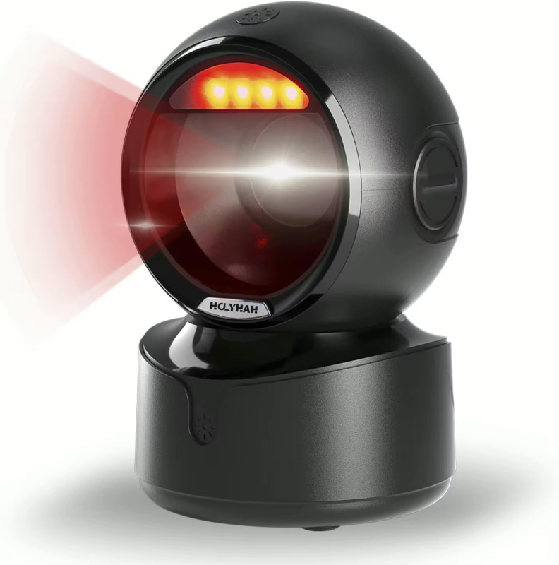 Настолен USB баркод-скенер с резолюция 640×480, скорост на сканиране 300 скана/сек, тегло 0,4 кг, гаранция 1 година