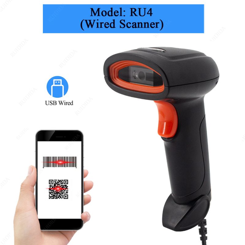 Ръчен USB баркод скенер RU4, 1D/2D, CMOS 640×480, 200 сканирания/сек