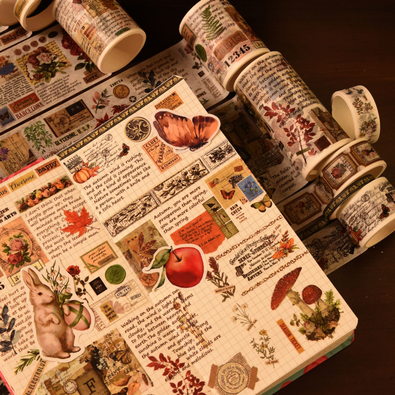 Yue Lu dekoratīvs papīra lentu komplekts retro dienasgrāmatai un scrapbookingam – 18 ruļļi, substrāts: papīrs, pielietojums: universāls, imports: Nē, dāvanā: Nē