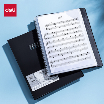 Deli папка за ноти, PP материал, прозрачни вложки за нотни листове, рефилуема папка за ноти