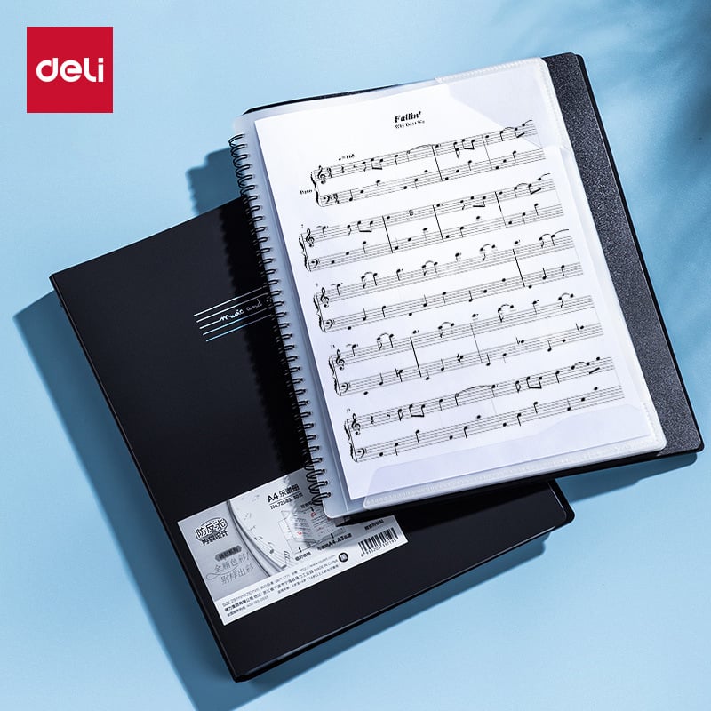 Deli папка за ноти, PP материал, прозрачни вложки за нотни листове, рефилуема папка за ноти