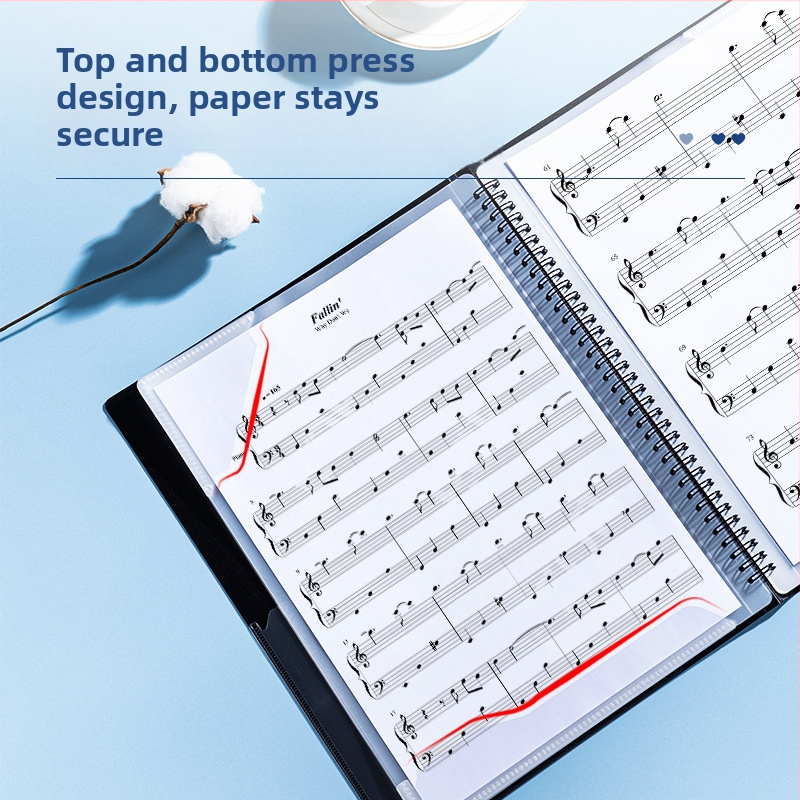 Deli папка за ноти, PP материал, прозрачни вложки за нотни листове, рефилуема папка за ноти