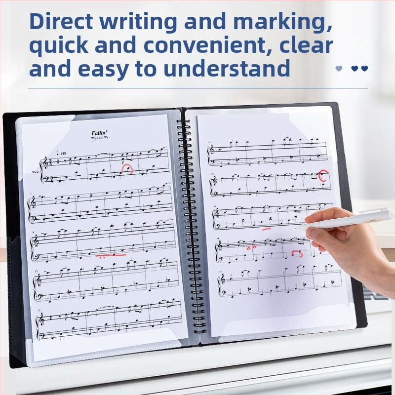 Deli папка за ноти, PP материал, прозрачни вложки за нотни листове, рефилуема папка за ноти