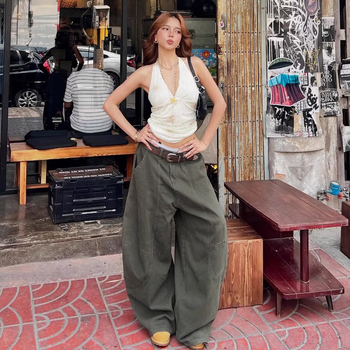 Split Scimitar Τζινς για γυναίκες, ελεύθερη γραμμή, μεσαία μέση, λεπτό πολυεστέρα, μικροελαστικότητα, Καλοκαίρι 2025