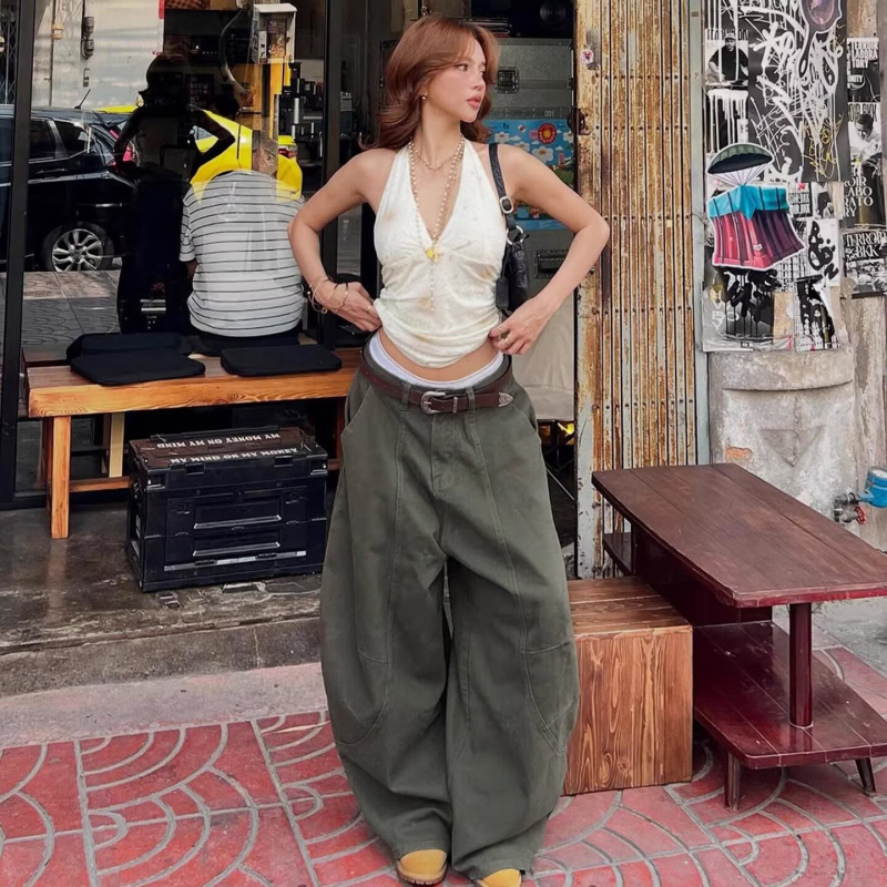 Split Scimitar Τζινς για γυναίκες, ελεύθερη γραμμή, μεσαία μέση, λεπτό πολυεστέρα, μικροελαστικότητα, Καλοκαίρι 2025