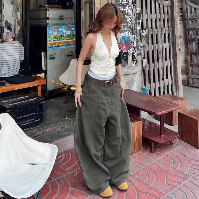 Split Scimitar Τζινς για γυναίκες, ελεύθερη γραμμή, μεσαία μέση, λεπτό πολυεστέρα, μικροελαστικότητα, Καλοκαίρι 2025