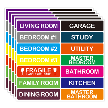 Pārvietošanas etiķetes – 14 etiķetes uz lapu, pārklāts papīrs, izturība līdz 110°C