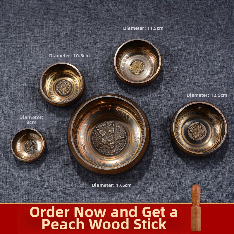 Будистка звукова чаша за терапия с звук и рецитиране на сутри — бронзова медитационна чаша, марка Yidian auspicious color