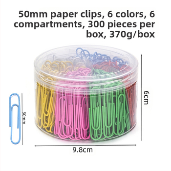 Μεταλλικοί κλιπ χαρτιού με πλαστικό επίχρισμα, κυλινδρική συσκευασία με έξι διαμερίσματα, μοντέλο 6T-1/6T-2/6T-3