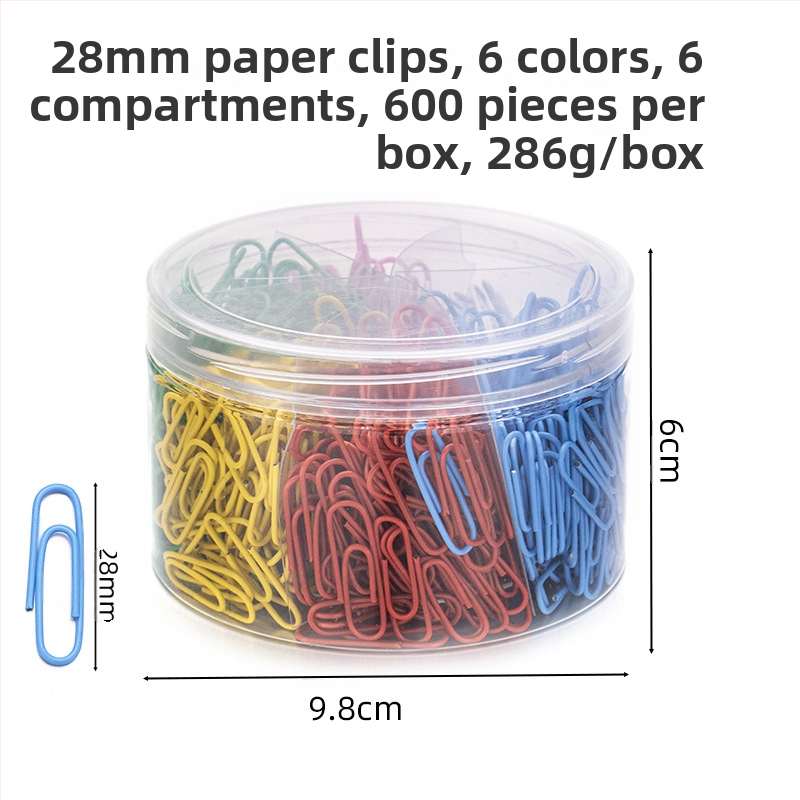 Műanyag bevonatú acél papírkapcsok, hatrekeszes hengeres csomagolás, modell 6T-1/6T-2/6T-3