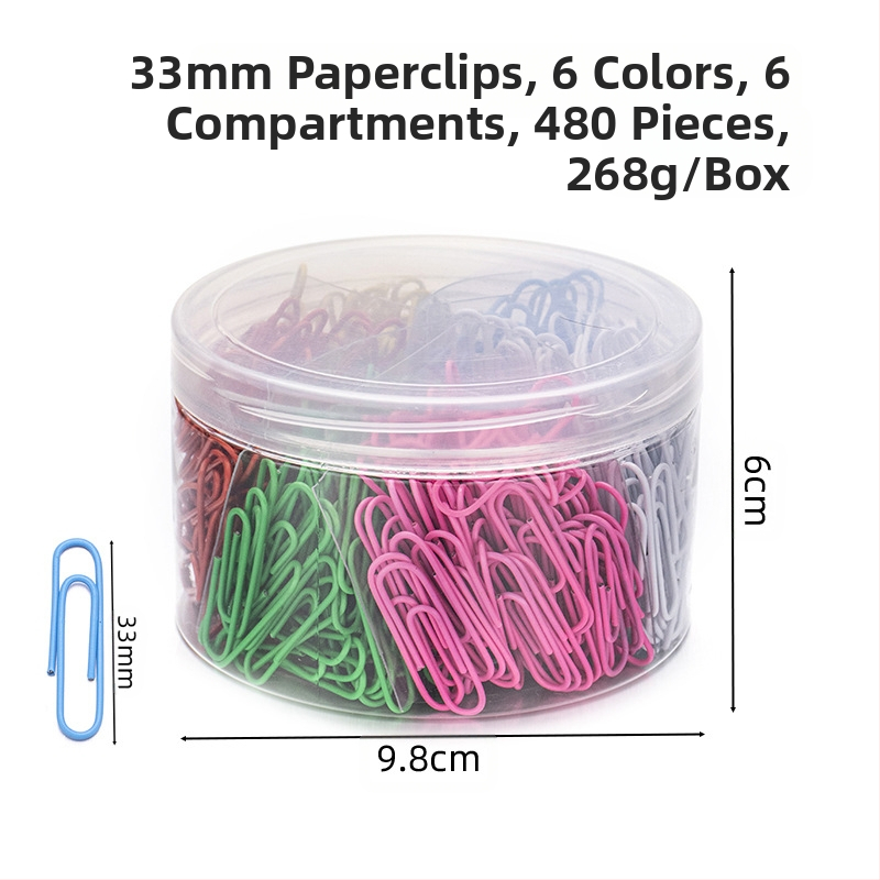 Műanyag bevonatú acél papírkapcsok, hatrekeszes hengeres csomagolás, modell 6T-1/6T-2/6T-3