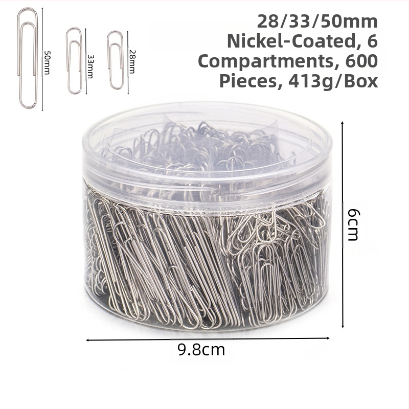 Műanyag bevonatú acél papírkapcsok, hatrekeszes hengeres csomagolás, modell 6T-1/6T-2/6T-3