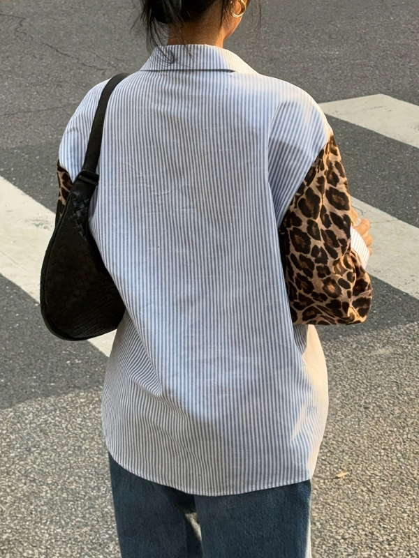 Πουκάμισο – ριγέ, πολυεστέρας-ελαστάν, ελεύθερη γραμμή, μακριά μανίκια