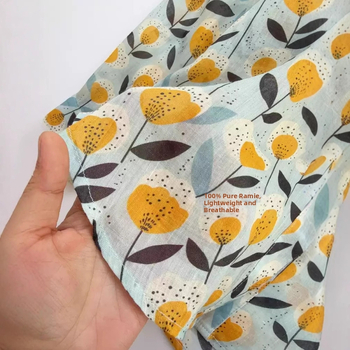 Дамска риза с поло яка, флорален принт, памук и лен, дълги ръкави, свободна кройка