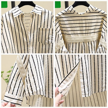 Памучна дамска риза, свободна кройка, поло яка, дълги ръкави с изпаднали рамене, копчета по предната планка