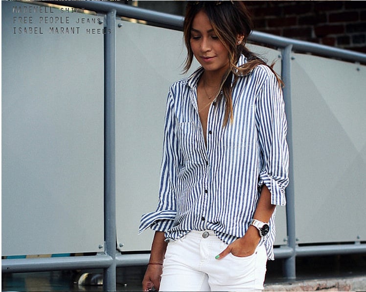 Hosszú ujjú ing függőleges csíkokkal, kender-pamut keverék, utcai hipster stílus, őszi 2020