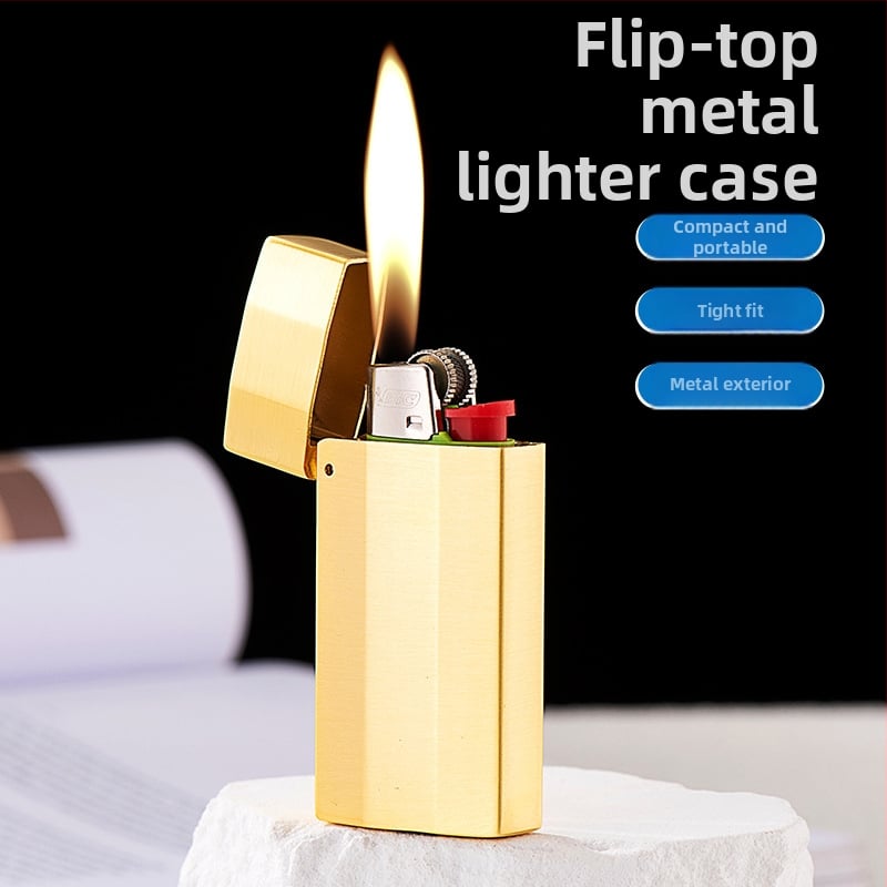 Metāla šķiltavas korpuss ar atveramu vāku, retro minimālisks dizains, kompakts, saderīgs ar butānu, logotipa drukāšana un personalizēšana