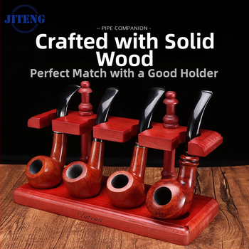 Koka daudzpozīciju vertikālais pīpes statīvs ar noņemamu mahagoni pamatni izstādīšanai