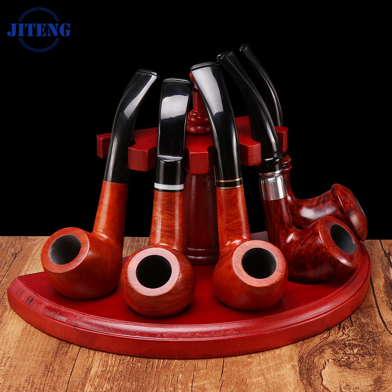 Koka daudzpozīciju vertikālais pīpes statīvs ar noņemamu mahagoni pamatni izstādīšanai