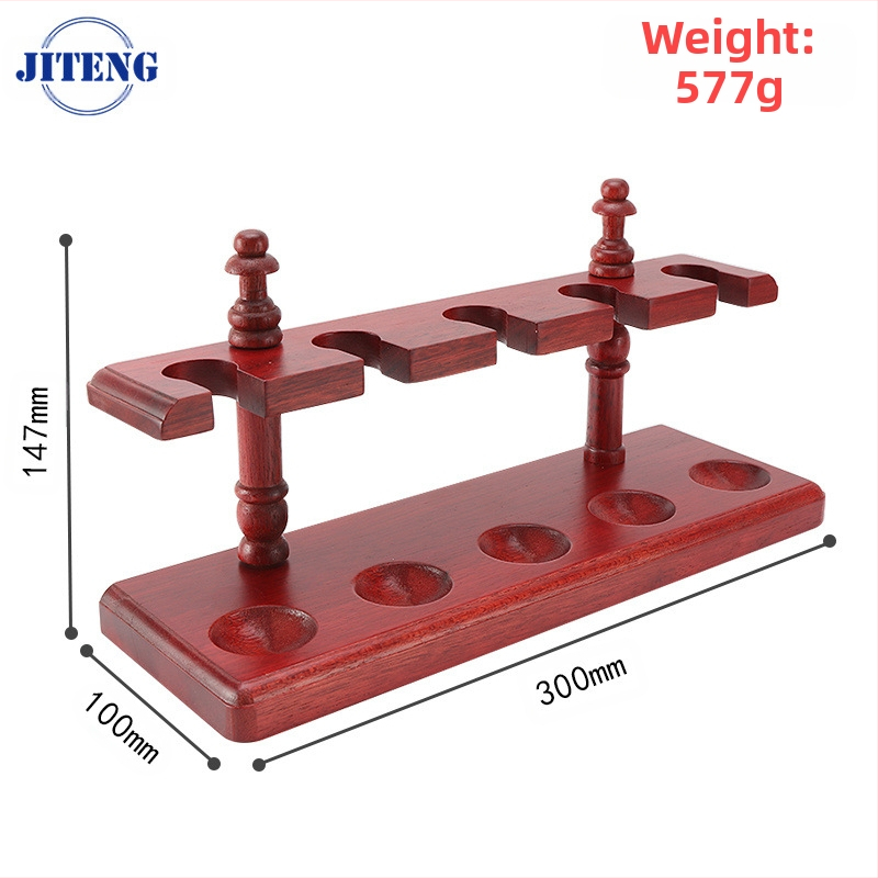 Koka daudzpozīciju vertikālais pīpes statīvs ar noņemamu mahagoni pamatni izstādīšanai