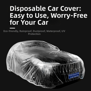 Bymaocar vienreizējās lietošanas caurspīdīgs auto pārsegs, PE augstas caurspīdīgums materiāls, universāls automobiļiem, svars 0,2 kg, pielāgošana pieejama