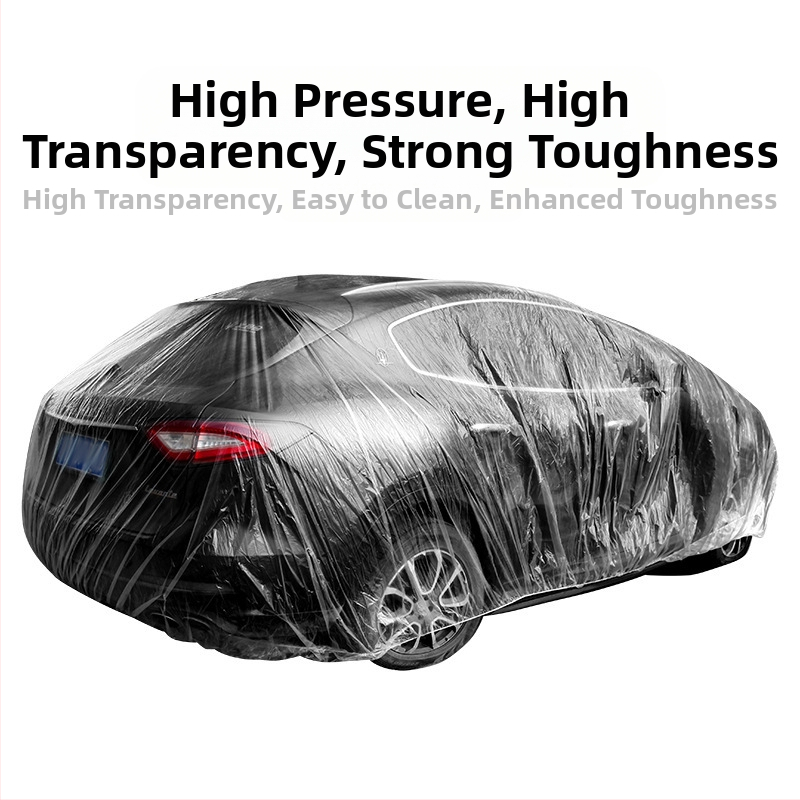 Bymaocar еднократно прозрачно покривало за автомобил, PE материал с висока прозрачност, универсално за автомобили, тегло 0,2 кг, възможност за персонализация