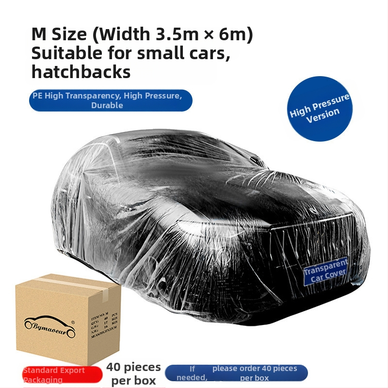 Bymaocar vienreizējās lietošanas caurspīdīgs auto pārsegs, PE augstas caurspīdīgums materiāls, universāls automobiļiem, svars 0,2 kg, pielāgošana pieejama