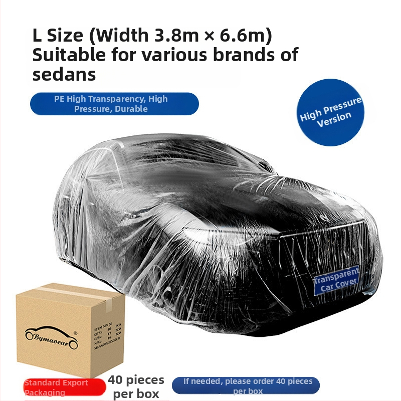 Bymaocar vienreizējās lietošanas caurspīdīgs auto pārsegs, PE augstas caurspīdīgums materiāls, universāls automobiļiem, svars 0,2 kg, pielāgošana pieejama