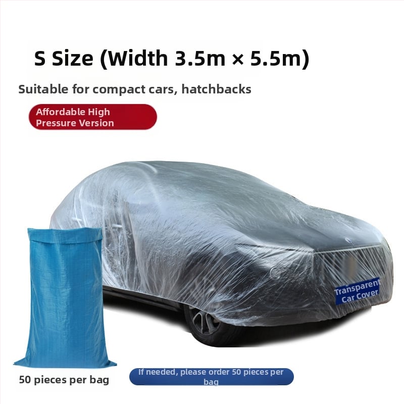 Bymaocar vienreizējās lietošanas caurspīdīgs auto pārsegs, PE augstas caurspīdīgums materiāls, universāls automobiļiem, svars 0,2 kg, pielāgošana pieejama