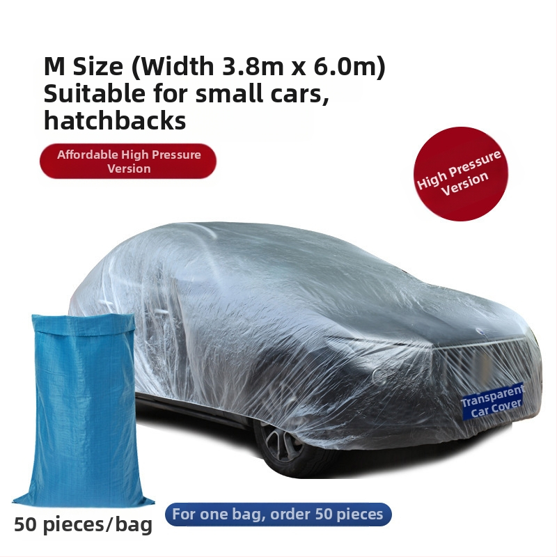 Bymaocar vienreizējās lietošanas caurspīdīgs auto pārsegs, PE augstas caurspīdīgums materiāls, universāls automobiļiem, svars 0,2 kg, pielāgošana pieejama