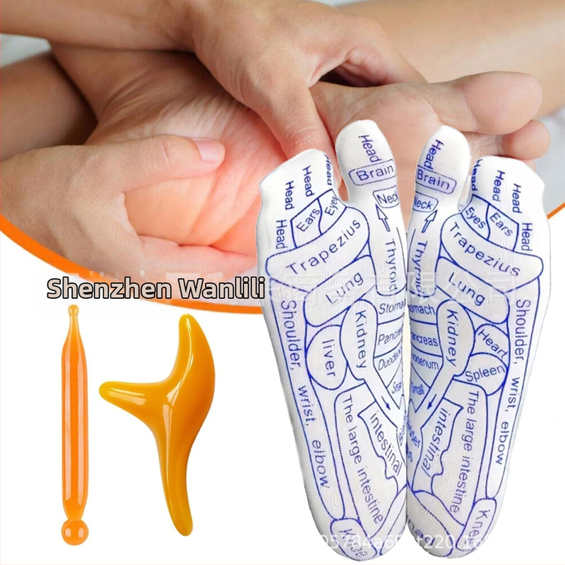 Κάλτσες ρεφλεξιολογίας με χάρτη σημείων ποδιού και μασάζ με μεσημβρινούς, πλεκτές με 48 βελόνες