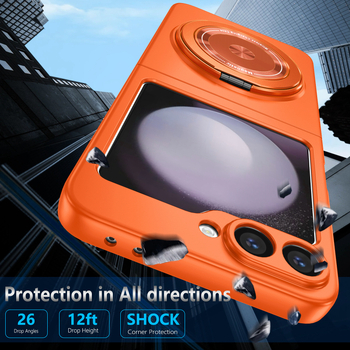 Samsung Z Flip6 aizsargkārba ar 360° rotējošu magnētisko statīvu, PC materiāls | Siltuma vadība | Nodilumizturība | Kritiena izturība