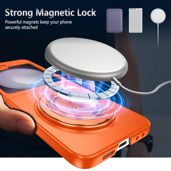 Samsung Z Flip6 aizsargkārba ar 360° rotējošu magnētisko statīvu, PC materiāls | Siltuma vadība | Nodilumizturība | Kritiena izturība