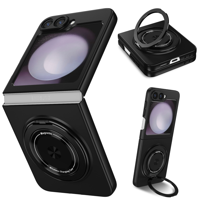 Samsung Z Flip6 aizsargkārba ar 360° rotējošu magnētisko statīvu, PC materiāls | Siltuma vadība | Nodilumizturība | Kritiena izturība