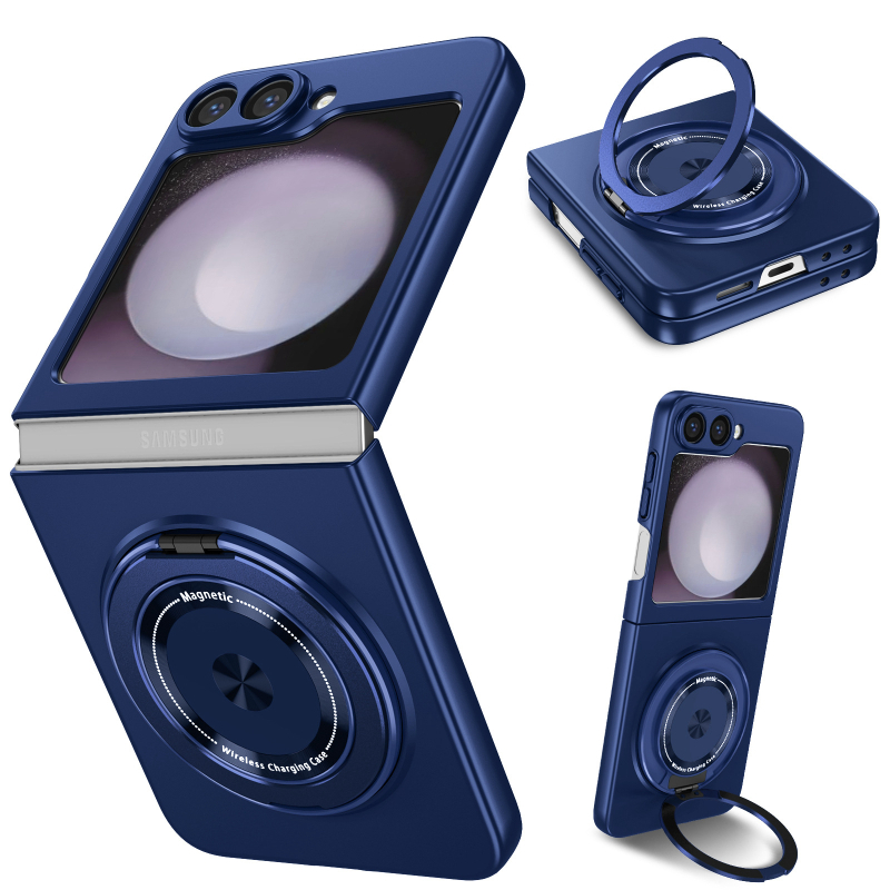 Samsung Z Flip6 aizsargkārba ar 360° rotējošu magnētisko statīvu, PC materiāls | Siltuma vadība | Nodilumizturība | Kritiena izturība